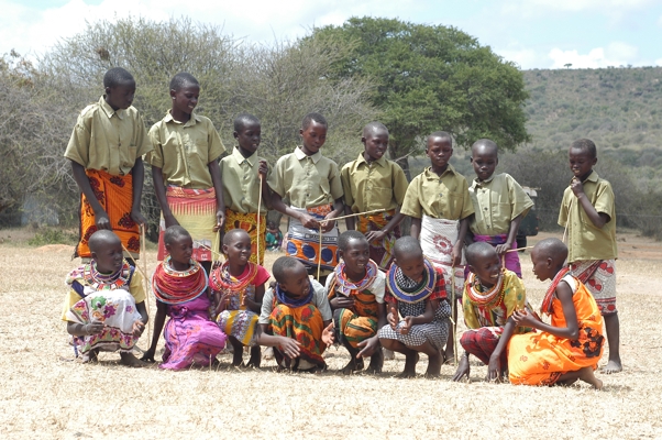 Mpala school children dressed up for a school event. Photo by Dan Rubenstein